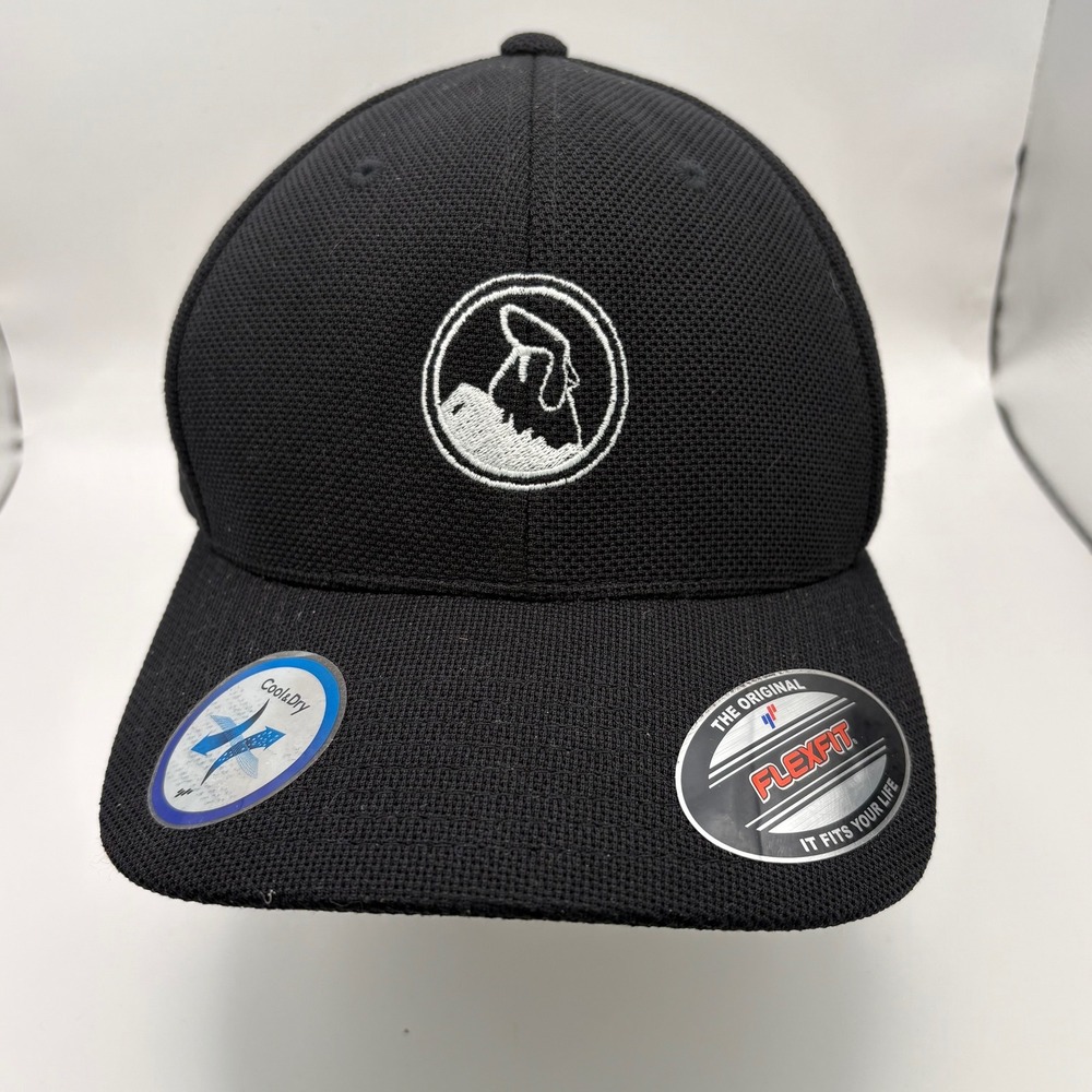 Flexfit Black Baseball Cap Embroidered Rooster‎ Logo Cool Dry Performance